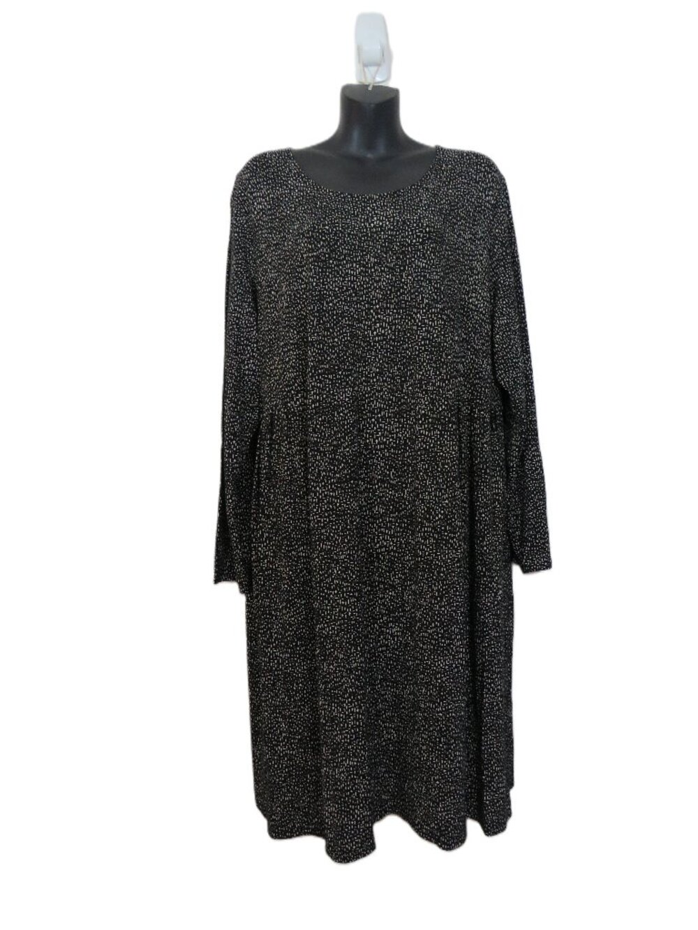 J Jill size 2X Black Printed Shift Dress Long Sleeve Basic Pullover Work Casual
